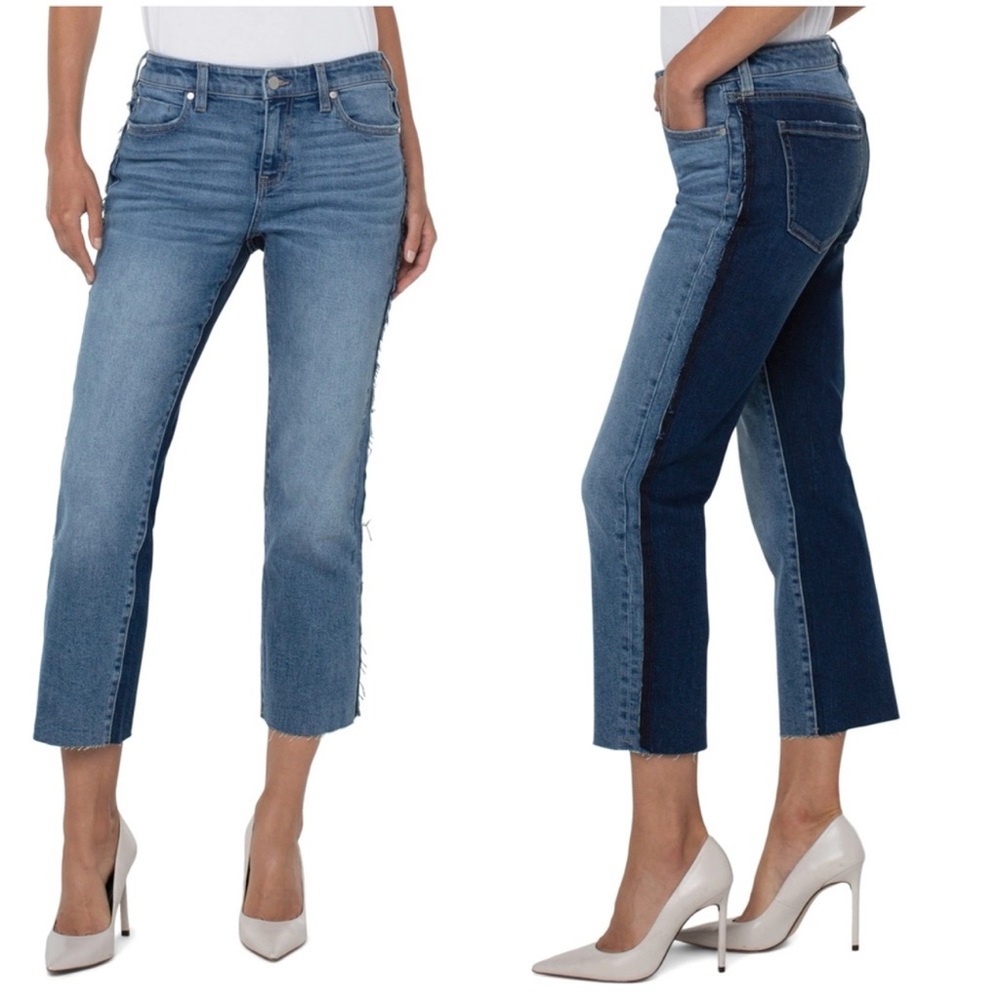 Stitch Fix Liverpool Kennedy Crop Straight Jean Two Tone Fray Ridgeley Size 4/27